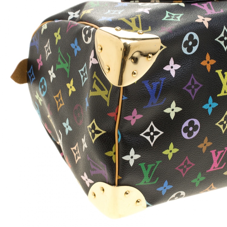 Pre Owned Louis Vuitton Black Multicolor Monogram Canvas Speedy 30
