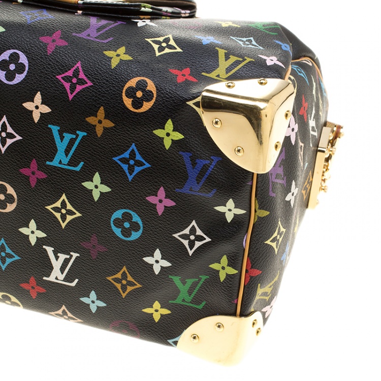 Pre Owned Louis Vuitton Black Multicolor Monogram Canvas Speedy 30