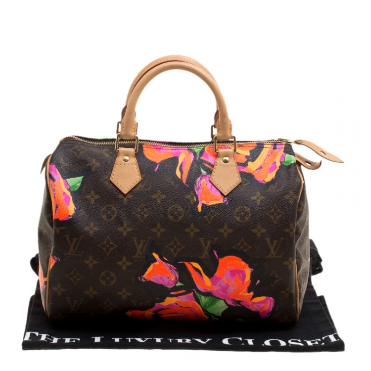 Pre Owned Louis Vuitton Multicolor Monogram Canvas Limited Edition Stephen Sprouse Roses Speedy 30