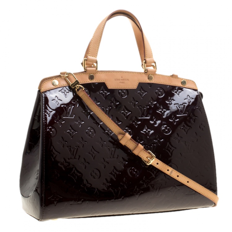 Pre Owned Louis Vuitton Terre D'Ombre Monogram Vernis Brea GM Bag