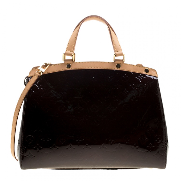 Pre Owned Louis Vuitton Terre D'Ombre Monogram Vernis Brea GM Bag