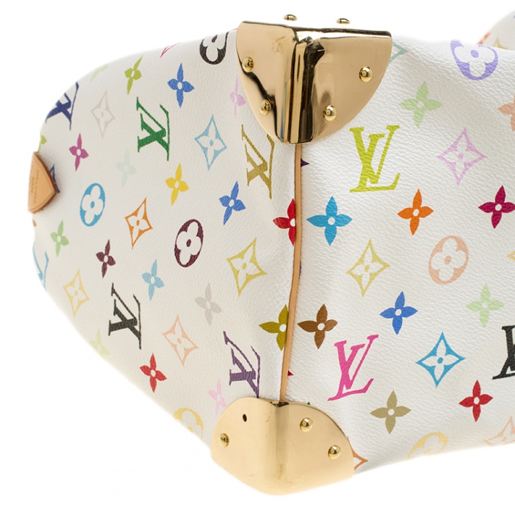 Pre Owned Louis Vuitton White Multicolor Monogram Canvas Speedy 30