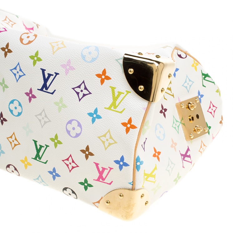 Pre Owned Louis Vuitton White Multicolor Monogram Canvas Speedy 30