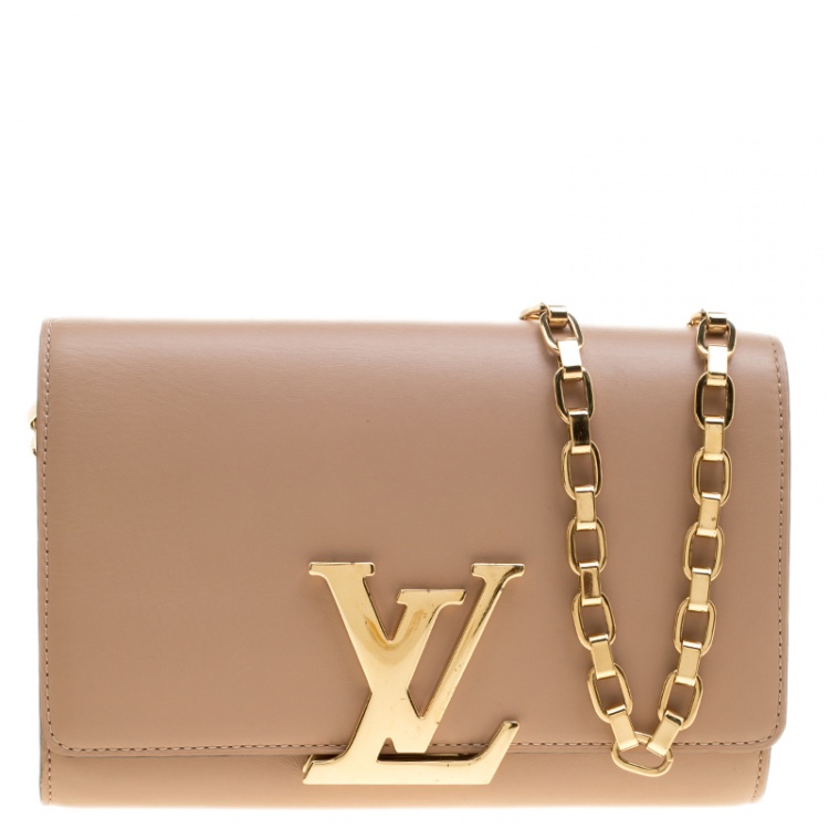 Louis Vuitton, Bags, Louisvuitton Chain Louise Clutch Leather Mm Neutral