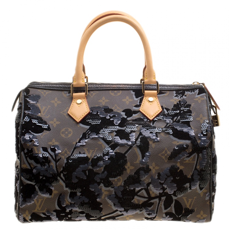 Pre Owned Louis Vuitton Monogram Canvas Limited Edition Fleur De Jais Speedy 30 Bag
