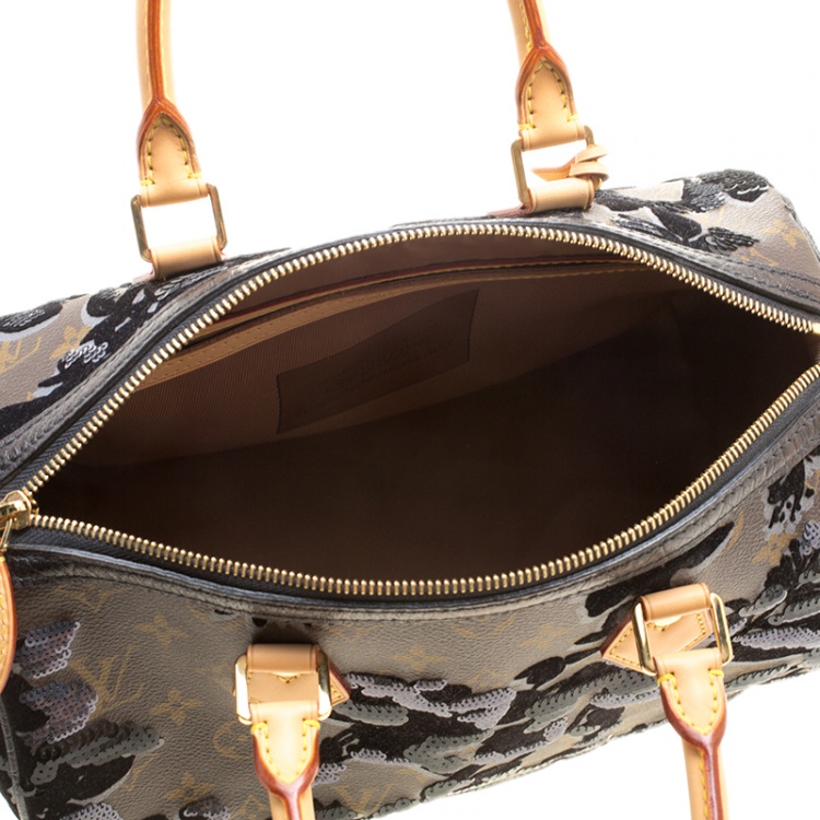 Pre Owned Louis Vuitton Monogram Canvas Limited Edition Fleur De Jais Speedy 30 Bag