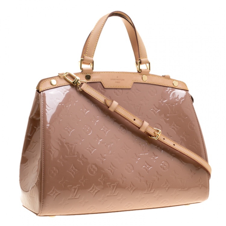 Pre Owned Louis Vuitton Rose Florentine Monogram Vernis Brea GM Bag
