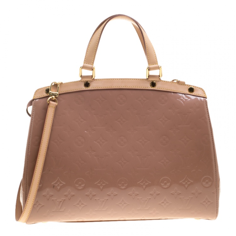 Pre Owned Louis Vuitton Rose Florentine Monogram Vernis Brea GM Bag