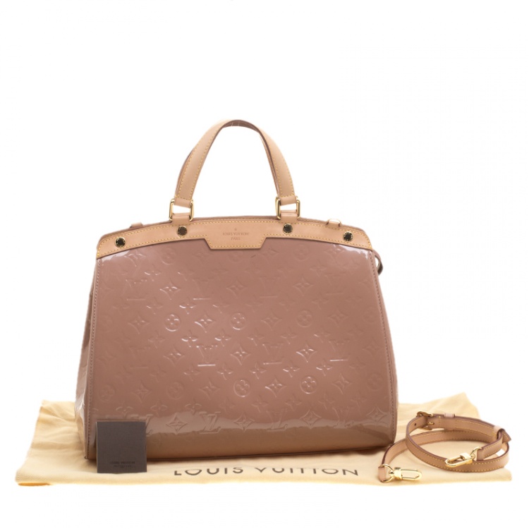 Pre Owned Louis Vuitton Rose Florentine Monogram Vernis Brea GM Bag