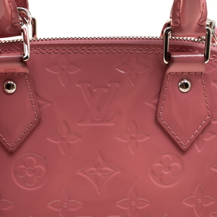 Pre Owned Louis Vuitton Rose Litchi Monogram Vernis Alma BB Bag