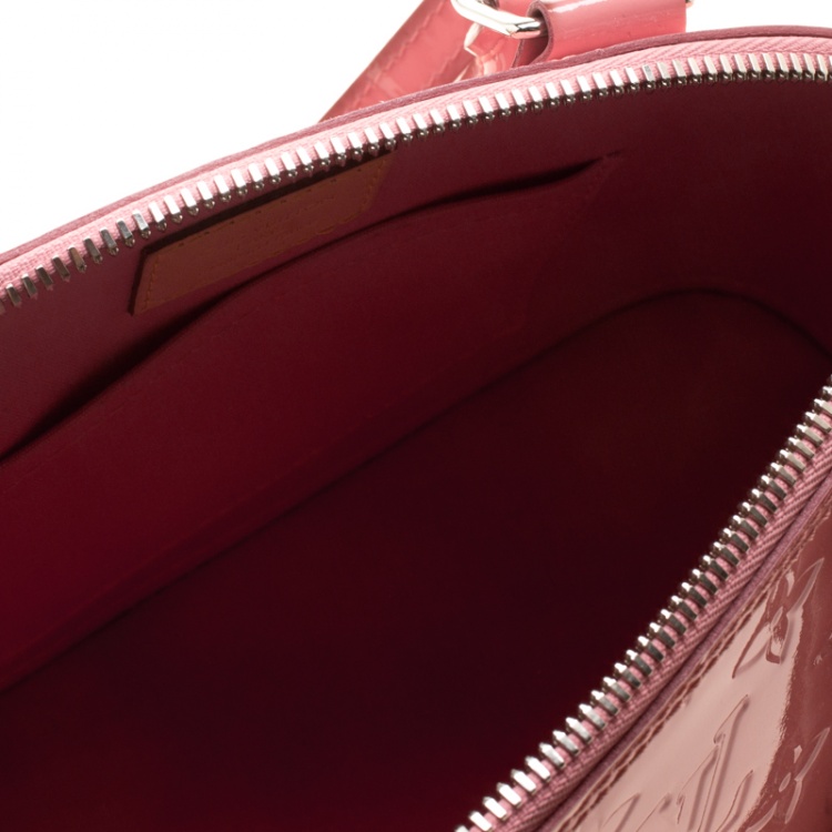 Pre Owned Louis Vuitton Rose Litchi Monogram Vernis Alma BB Bag