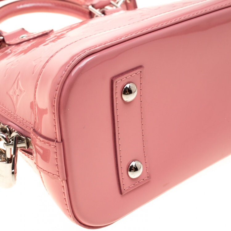 Pre Owned Louis Vuitton Rose Litchi Monogram Vernis Alma BB Bag