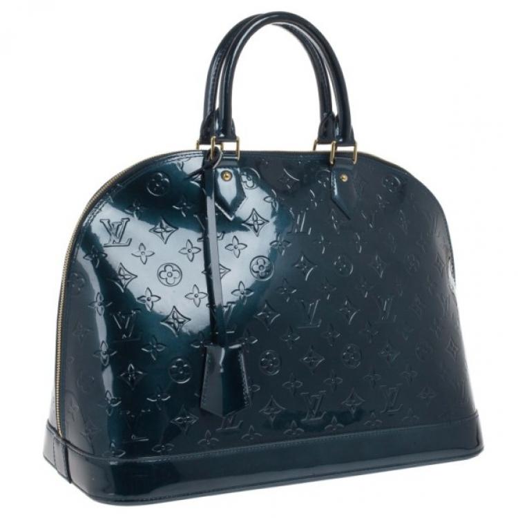 Pre Owned Louis Vuitton Green Monogram Vernis Alma GM