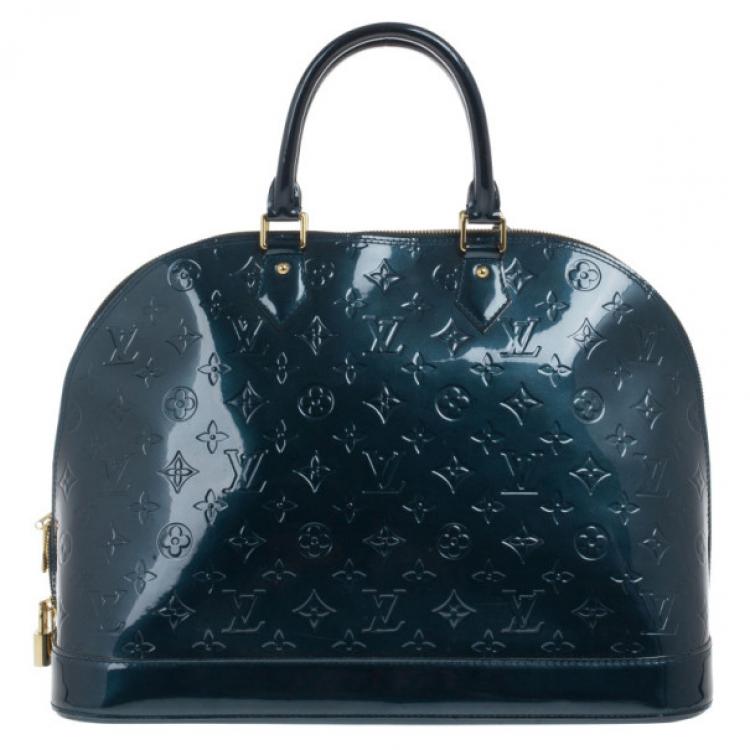 Pre Owned Louis Vuitton Green Monogram Vernis Alma GM