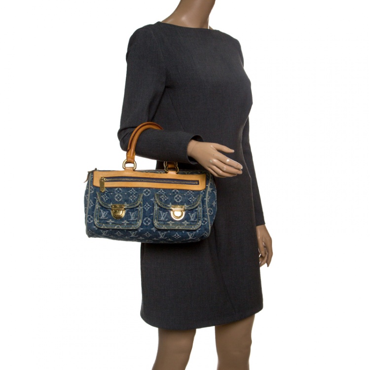 Pre Owned Louis Vuitton Blue Monogram Denim Neo Speedy Bag