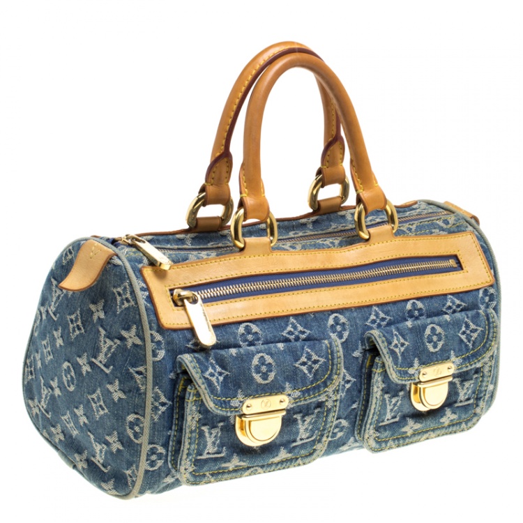 Pre Owned Louis Vuitton Blue Monogram Denim Neo Speedy Bag
