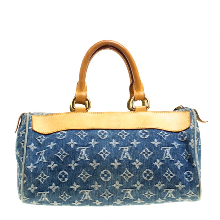 Pre Owned Louis Vuitton Blue Monogram Denim Neo Speedy Bag