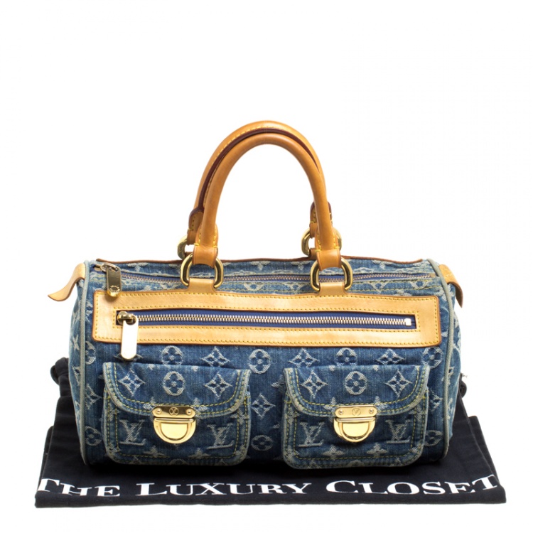 Pre Owned Louis Vuitton Blue Monogram Denim Neo Speedy Bag