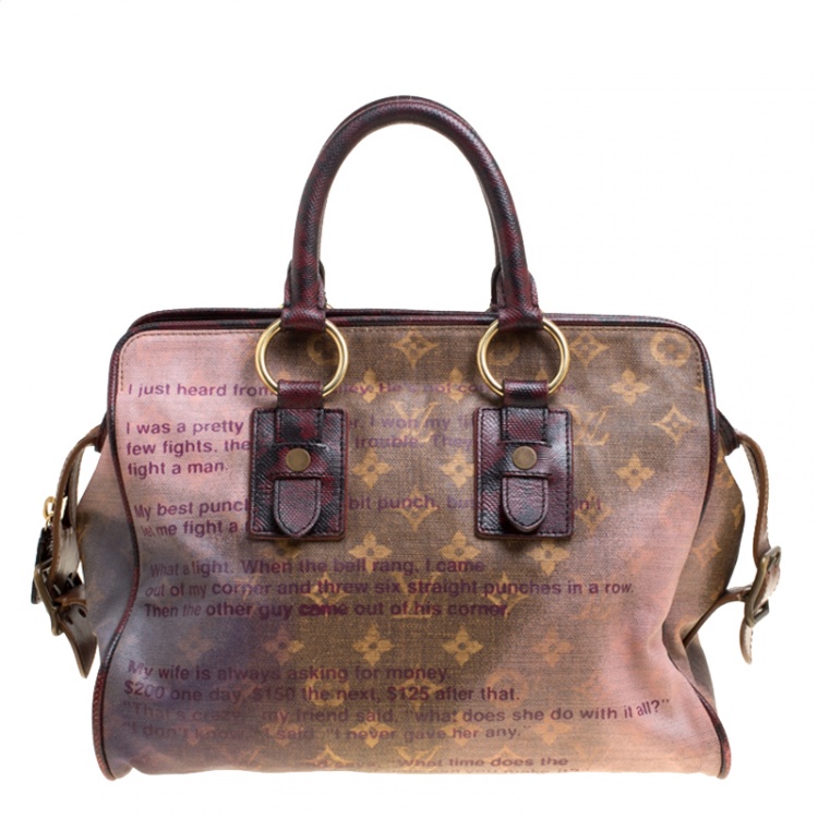 Original Vintage Louis Vuitton Handbag Limited Denim Burgundy Shabby Chic