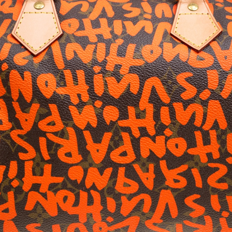 Pre Owned Louis Vuitton Monogram Canvas Neon Orange Graffiti Stephen Sprouse Speedy 30 Bag