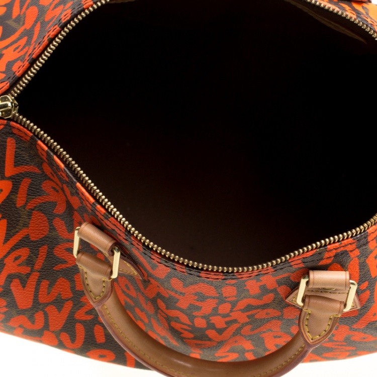 Pre Owned Louis Vuitton Monogram Canvas Neon Orange Graffiti Stephen Sprouse Speedy 30 Bag