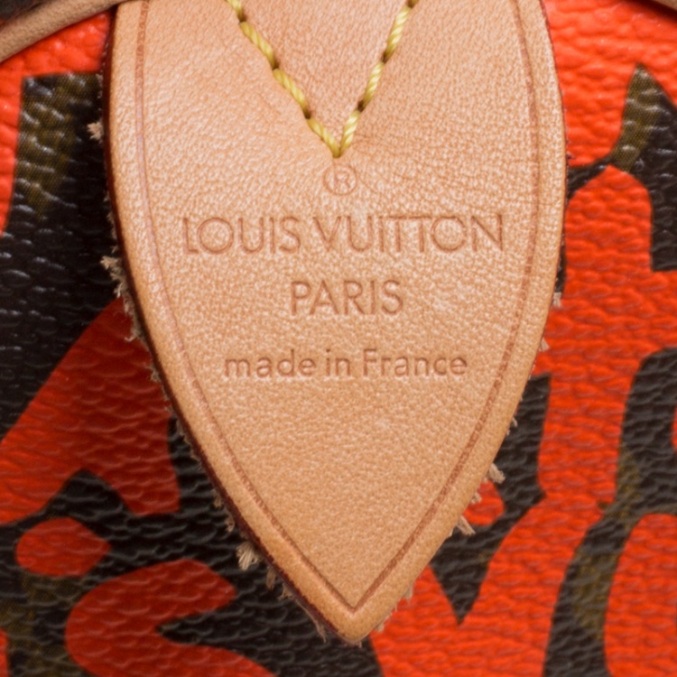 Pre Owned Louis Vuitton Monogram Canvas Neon Orange Graffiti Stephen Sprouse Speedy 30 Bag