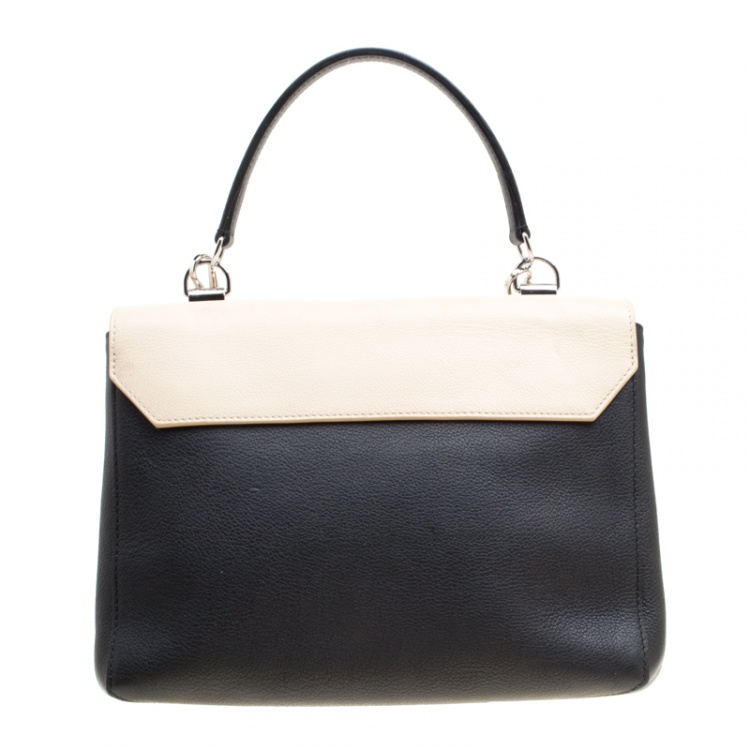Pre Owned Louis Vuitton Black/Beige Leather Lockme II Bag