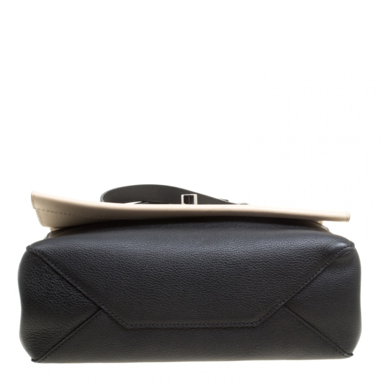 Pre Owned Louis Vuitton Black/Beige Leather Lockme II Bag