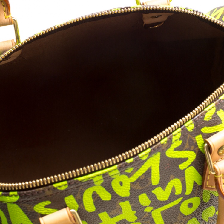 مملوكة مسبقًا Louis Vuitton Monogram Canvas Neon Green Graffiti Stephen Sprouse Speedy 30 Bag with Charm