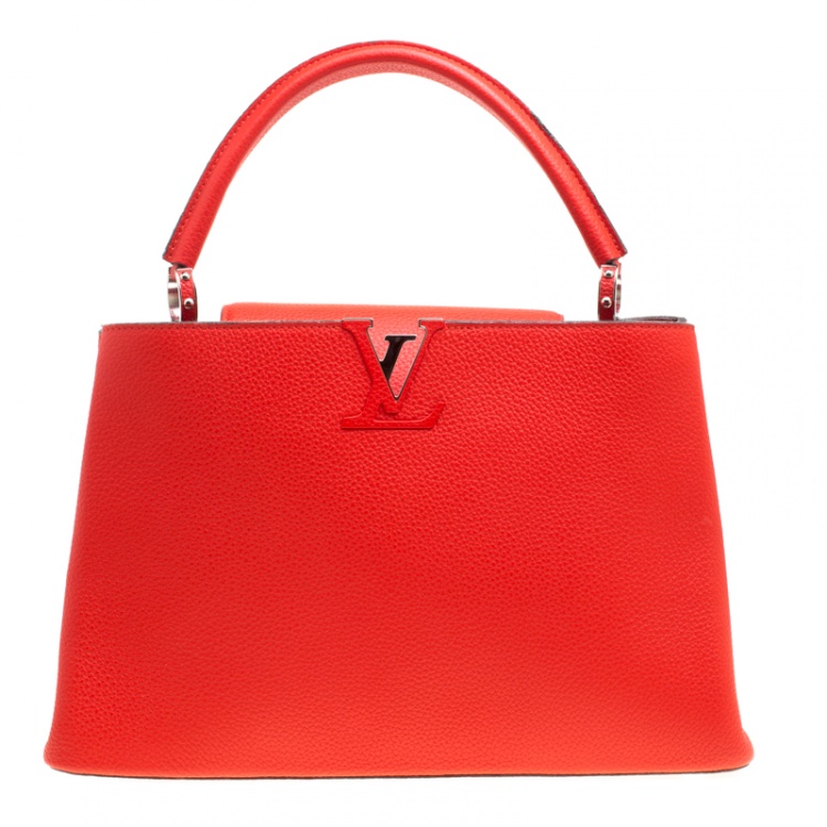 Pre Owned Louis Vuitton Corall Taurillon Leather Capucines MM Bag
