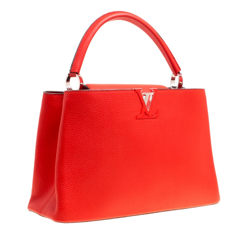 Pre Owned Louis Vuitton Corall Taurillon Leather Capucines MM Bag