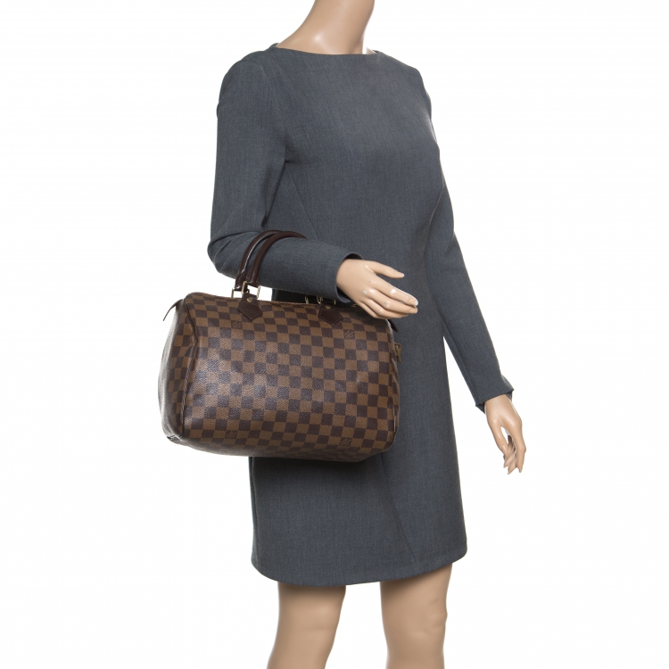 Pre Owned Louis Vuitton Damier Ebene Canvas and Leather Speedy 30 Bag