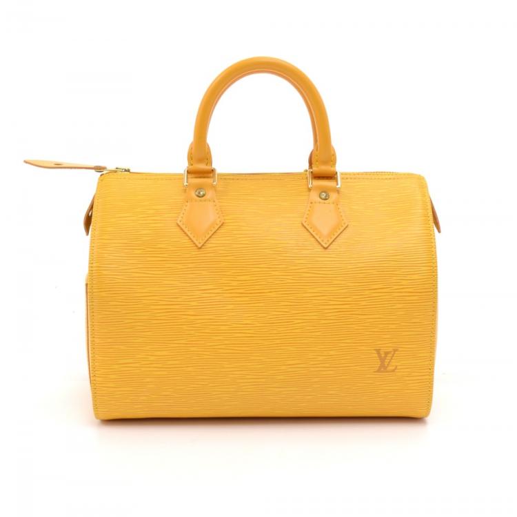 Pre Owned Louis Vuitton Tassil Yellow Epi Leather Speedy 25 Bag