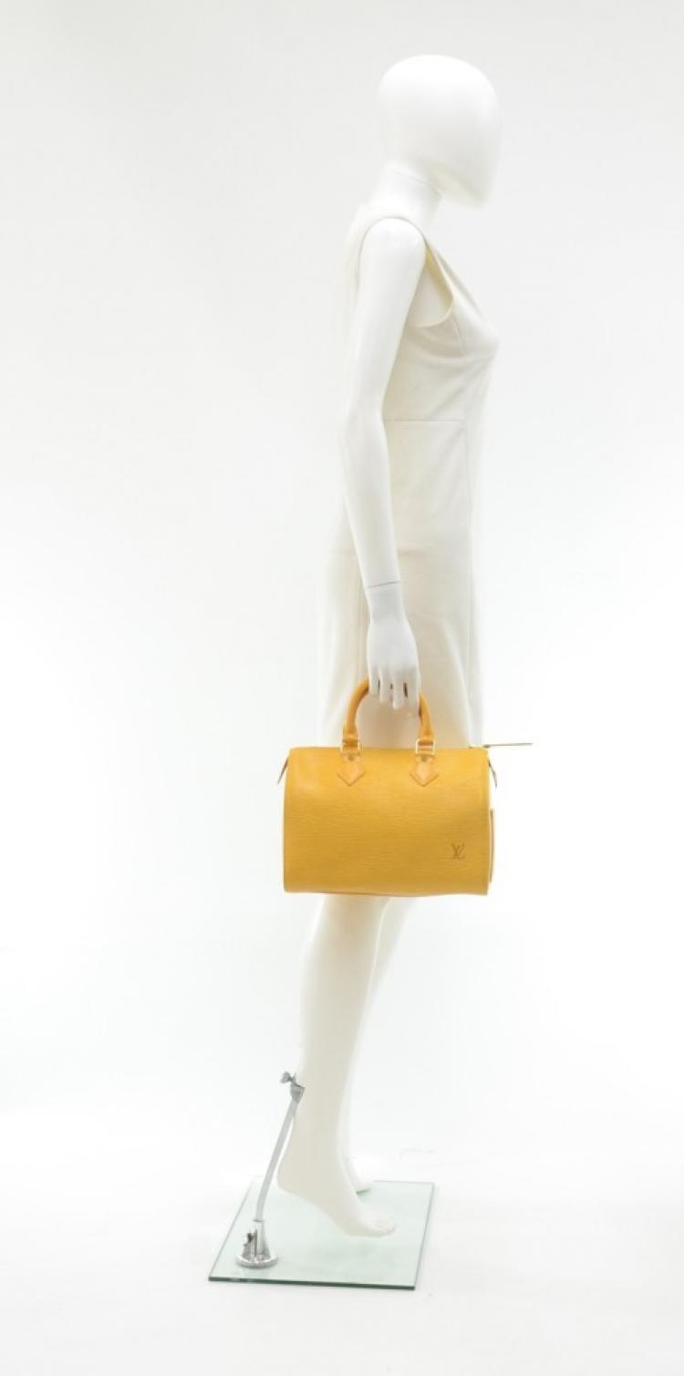 Pre Owned Louis Vuitton Tassil Yellow Epi Leather Speedy 25 Bag