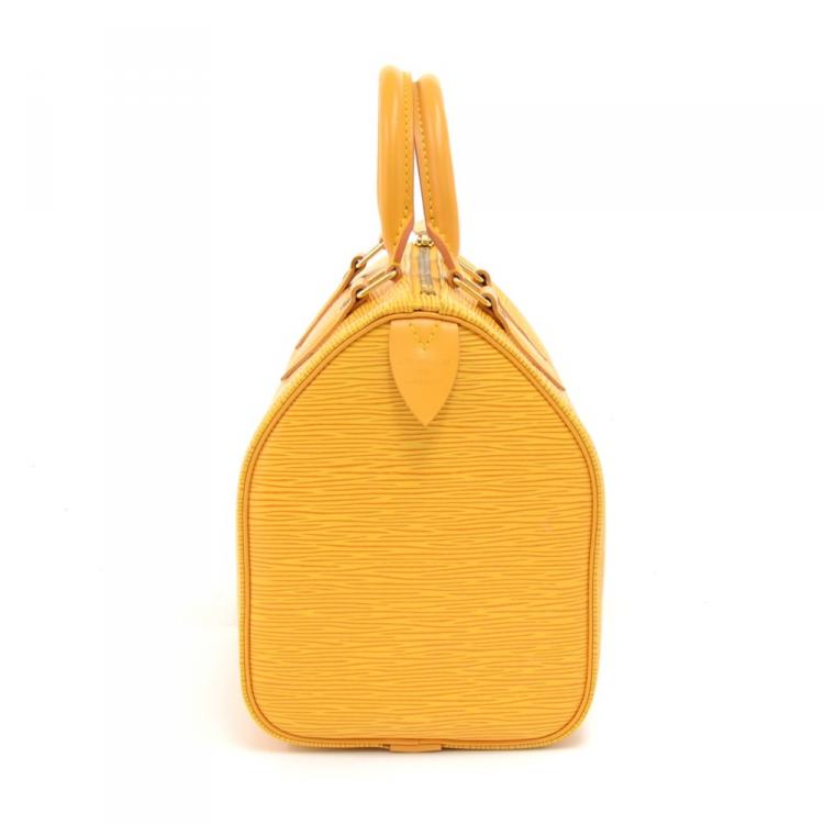Pre Owned Louis Vuitton Tassil Yellow Epi Leather Speedy 25 Bag