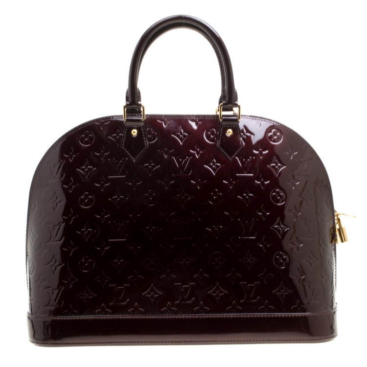 Pre Owned Louis Vuitton Amarante Monogram Vernis Alma GM Bag