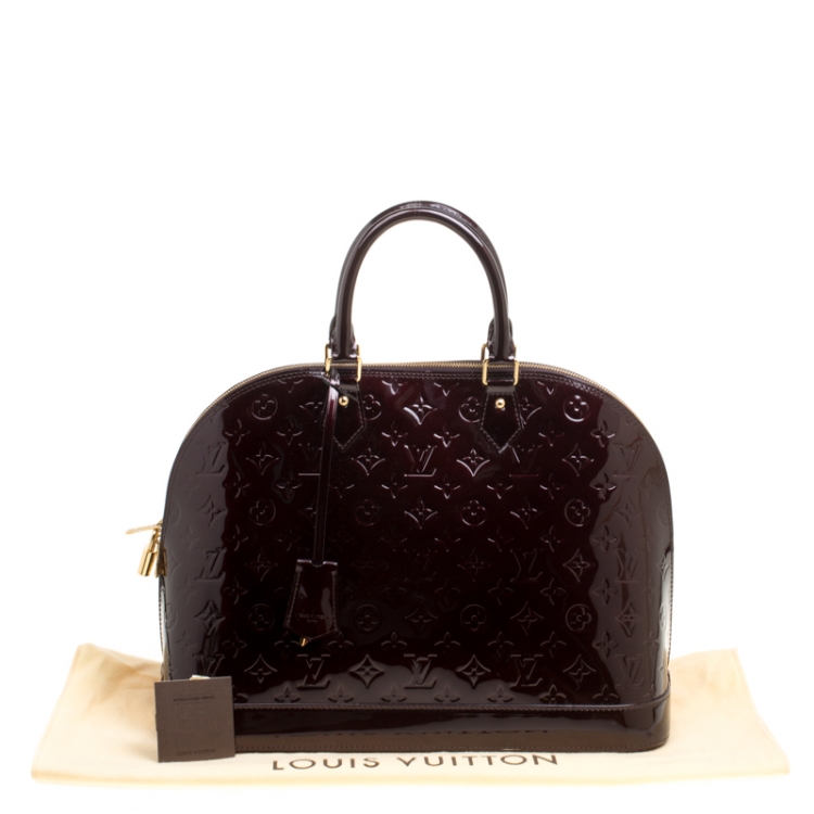 Pre Owned Louis Vuitton Amarante Monogram Vernis Alma GM Bag