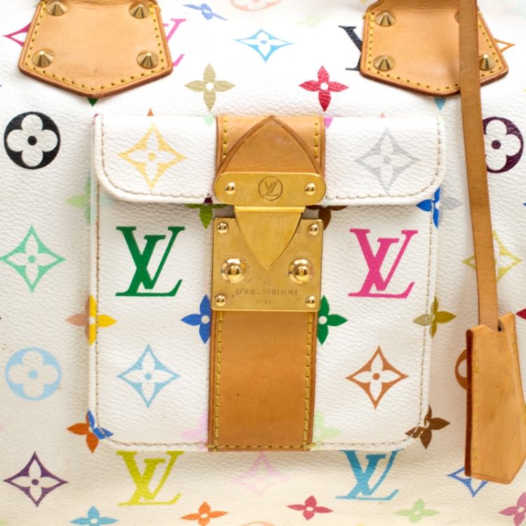 Pre Owned Louis Vuitton White Multicolor Monogram Canvas Speedy 30