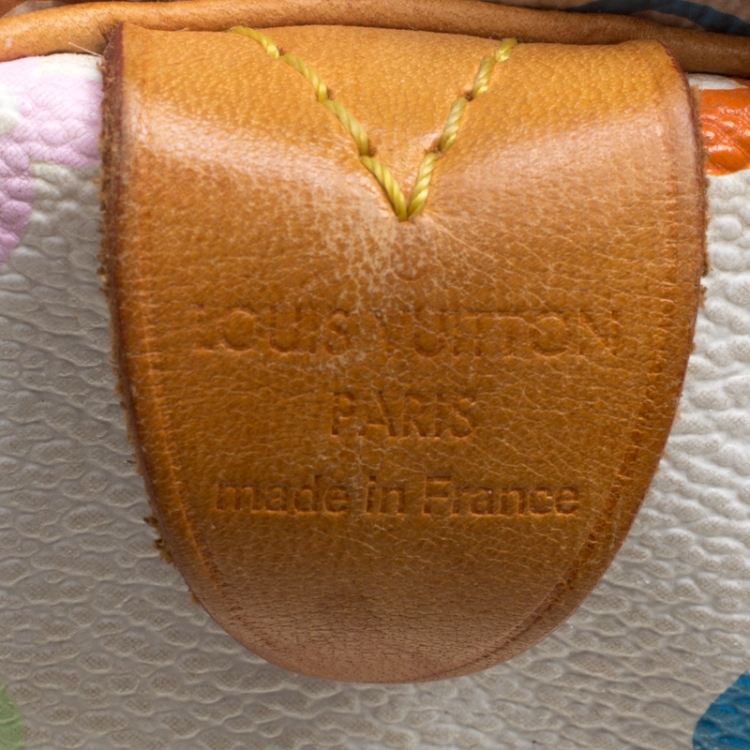 Pre Owned Louis Vuitton White Multicolor Monogram Canvas Speedy 30