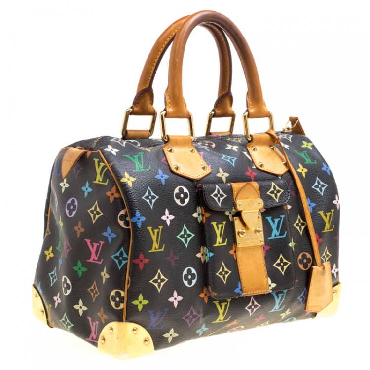 Pre Owned Louis Vuitton Black Multicolor Monogram Canvas Speedy 30