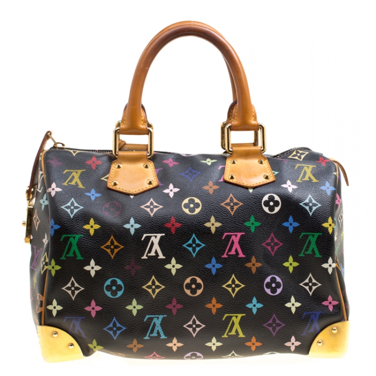 Pre Owned Louis Vuitton Black Multicolor Monogram Canvas Speedy 30