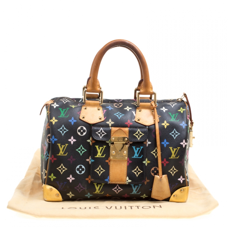 Pre Owned Louis Vuitton Black Multicolor Monogram Canvas Speedy 30