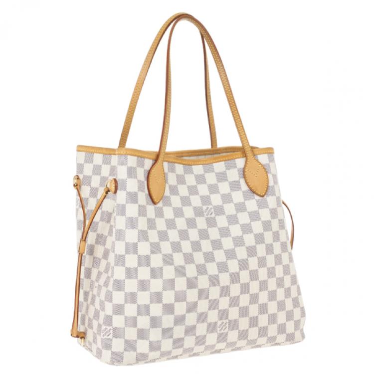 Pre Owned Louis Vuitton Damier Azur Neverfull MM
