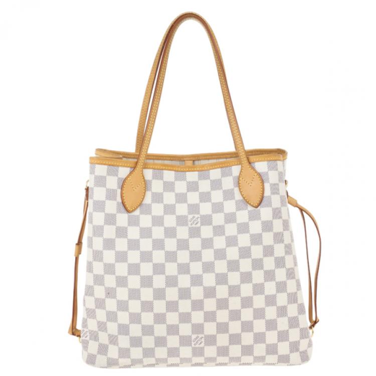 Pre Owned Louis Vuitton Damier Azur Neverfull MM