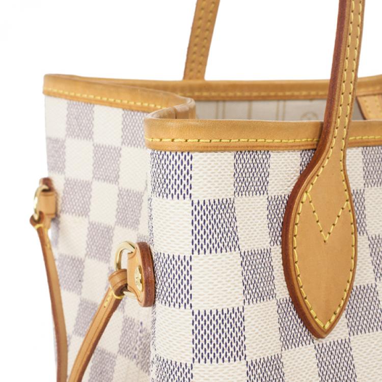 Pre Owned Louis Vuitton Damier Azur Neverfull MM