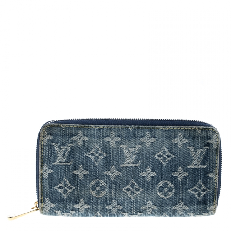 Louis Vuitton, Bags, Louis Vuitton Monogram Denim Blue Jean Long Round Zippy  Wallet Clutch Rare