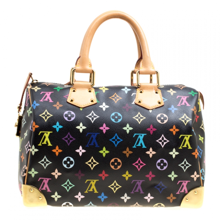 Pre Owned Louis Vuitton Black Multicolor Monogram Canvas Speedy 30