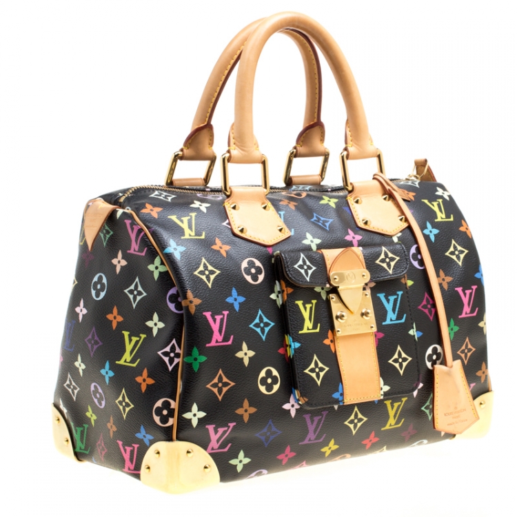 Pre Owned Louis Vuitton Black Multicolor Monogram Canvas Speedy 30