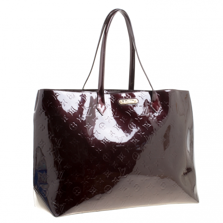 Pre Owned Louis Vuitton Amarante Monogram Vernis Wilshire GM Bag