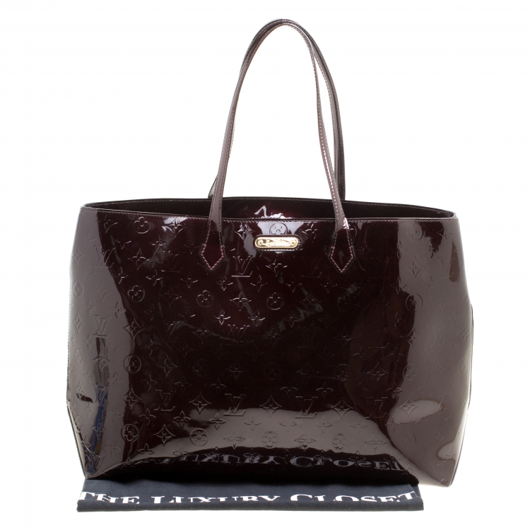 Pre Owned Louis Vuitton Amarante Monogram Vernis Wilshire GM Bag